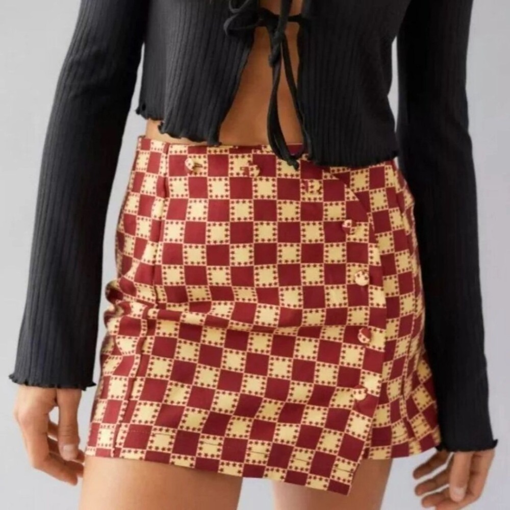 Checkered Red and Cream Skirt